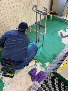 保育園厨房水系硬質ウレタンモルタル工法-長野県