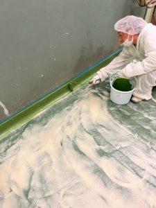 食品工場/水系硬質ウレタン塗床改修工事-群馬県